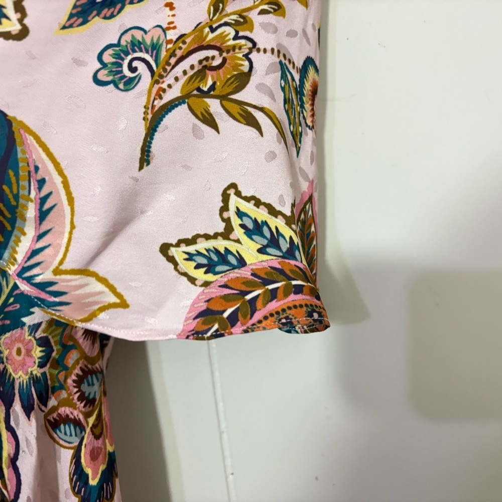 Kachel x Anthropologie Floral Flutter Sleeve Midi Dress Pink Romantic Boho Size - Picture 13 of 16